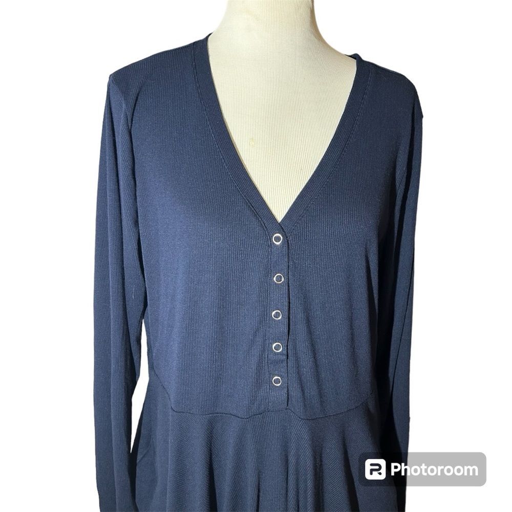NWT Ninexis Dress for Nadine West Blue Ribbed Long Sleeve Stretchy Comfy Size 3X - Picture 2 of 8